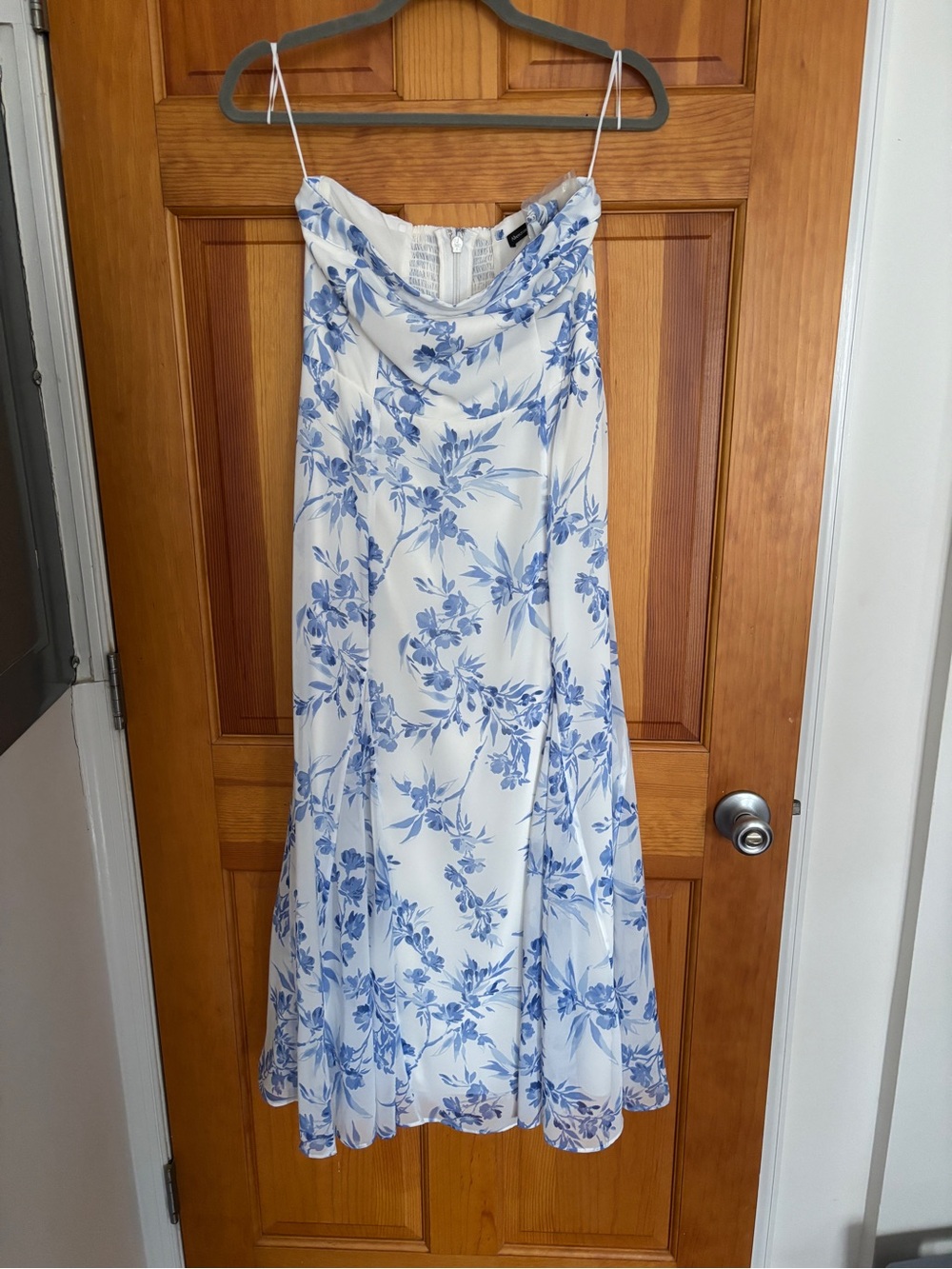 Abercrombie & Fitch Camille Strapless Godet Midi Dress